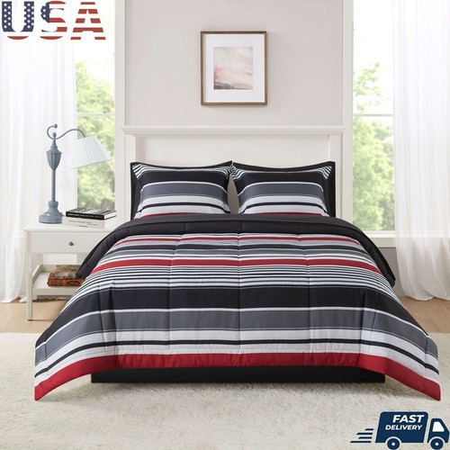 Reversible striped comforter - reversible,